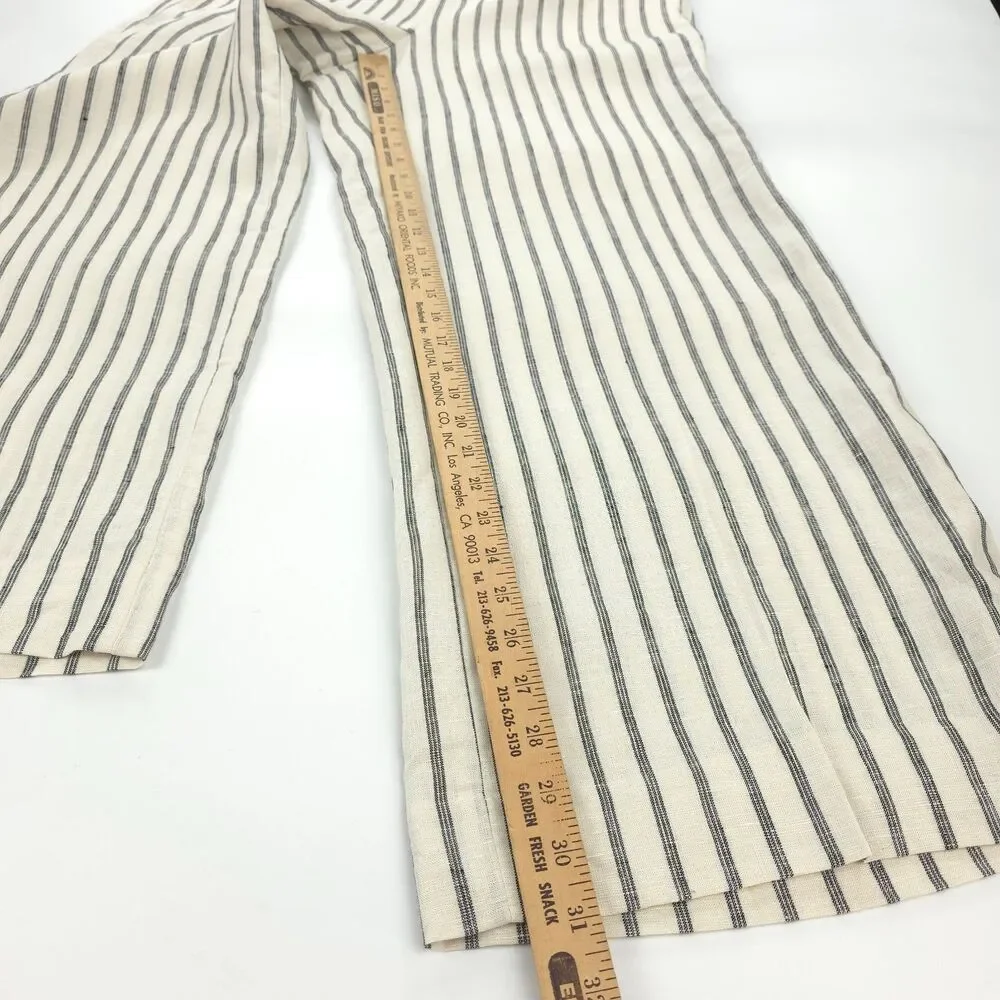 NWT J Crew Harbor Wide Leg pant striped linen Beachy Boho Resort Coastal Preppy
